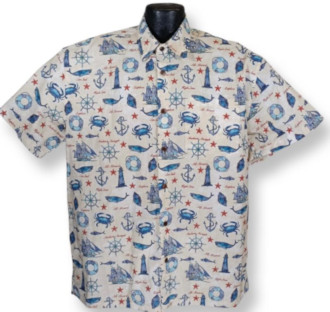 High Seas Ships and Nautical Hawaiian Shirt- Made in USA